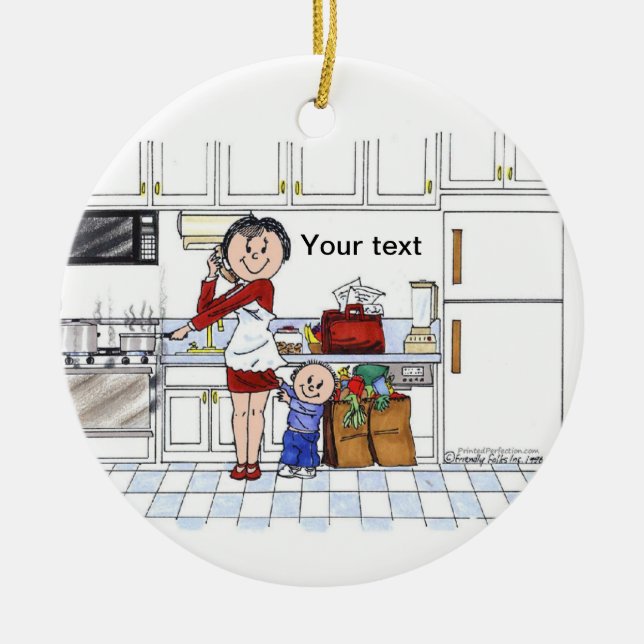 #1 Mom - Friendly Folks Ceramic Ornament (Front)
