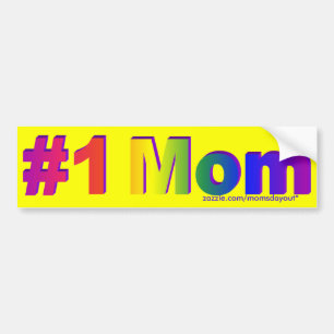 #1 Mom Rainbow 3D Yellow Bumper sticker