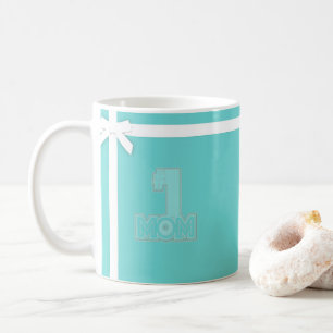 #1 MOM - Teal Blue Mom Gifts Cup Mug