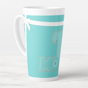 #1 MOM - Teal Blue Mom Gifts Latte Mug