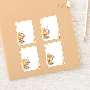 1 Mouse with blue umbrella orange pink flowers