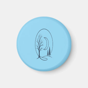 1. Mystic Winter Forest Circle Line Art Tee Magnet