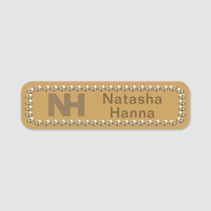 1" Natasha Hanna Gold Bling NAME TAG 