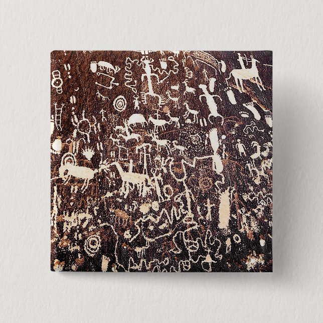 1. Newspaper Rock 2 Inch Square Button (Front)