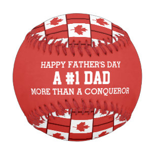 #1 NUMBER 1 DAD Father's Day CANADA Flag Baseball
