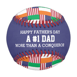 #1 NUMBER 1 DAD Father's Day IRISH AMERICAN FLAG Baseball