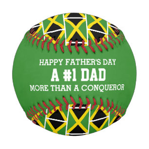 #1 NUMBER 1 DAD Father's Day JAMAICA Flag Baseball