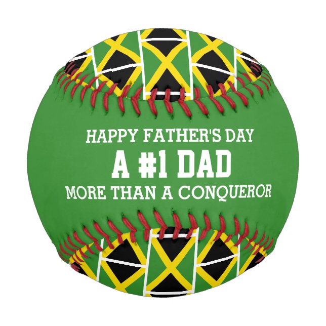 #1 NUMBER 1 DAD Father's Day JAMAICA Flag Baseball (Front)