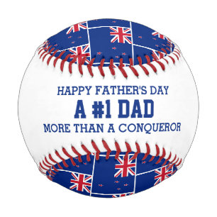 #1 NUMBER 1 DAD Father's Day NEW ZEALAND FLAG Baseball