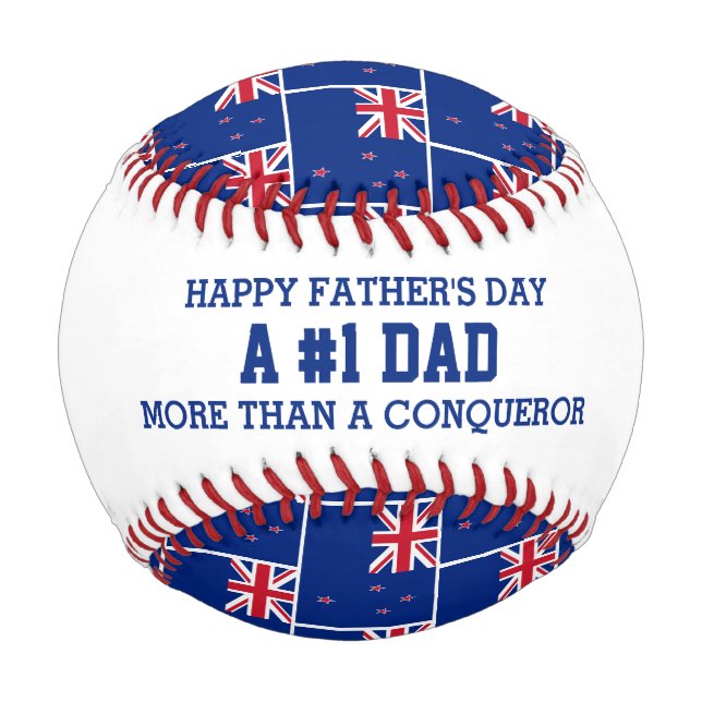 #1 NUMBER 1 DAD Father's Day NEW ZEALAND FLAG Baseball (Front)