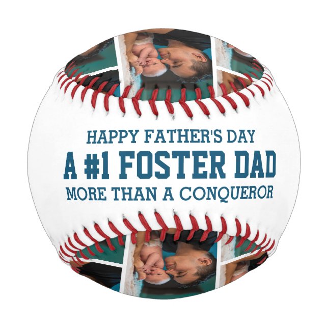 #1 NUMBER 1 FOSTER DAD Father's Day PHOTO Baseball (Front)