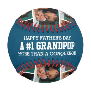 #1 NUMBER 1 GRANDPOP Father's Day PHOTO Baseball