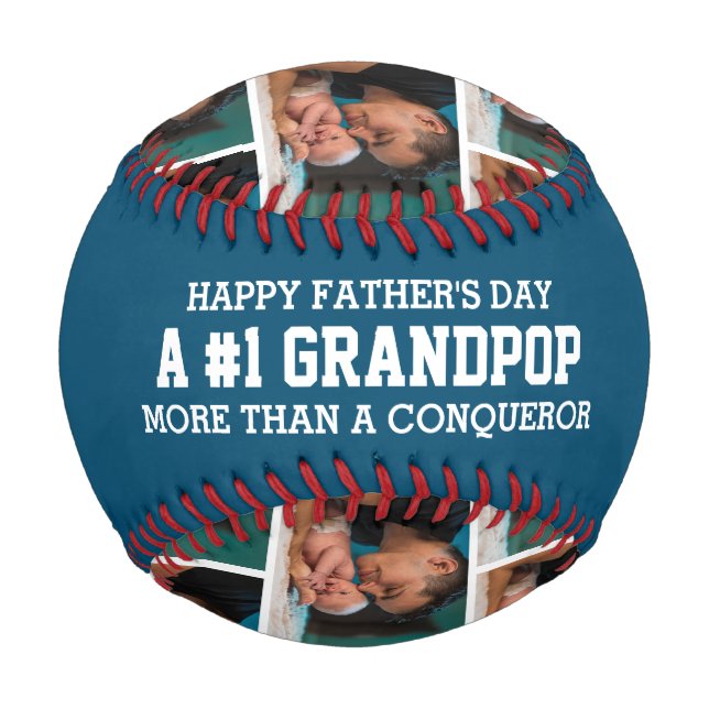 #1 NUMBER 1 GRANDPOP Father's Day PHOTO Baseball (Front)
