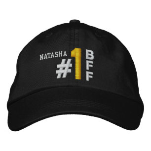 #1 Number One BEST FRIEND BFF BLACK Hat V02