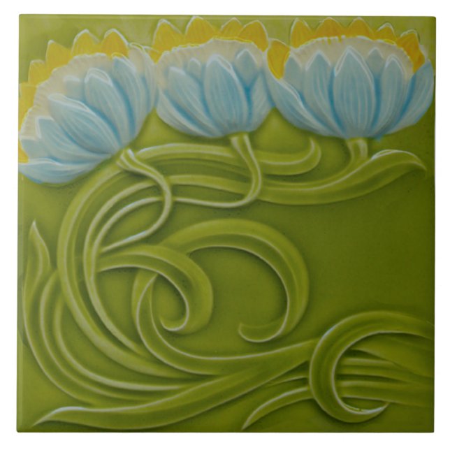 #1 of 3 Repro German Art Nouveau Jugendstil Tile (Front)