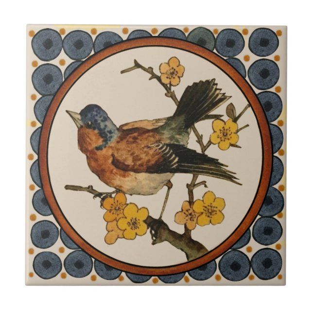 1 of 5 Repro 1890s Doulton Lambeth Hand painted  Tile (Front)