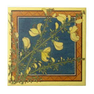 1 of 8 repro Victorian Maw floral transferware Tile