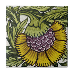 1 of Pair of Repro Antique De Morgan Floral Tile
