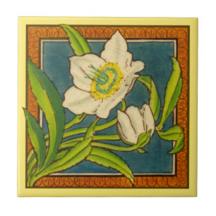 1 of set of 8 repro Victorian Maw colorful floral Tile