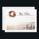 1 or 3 Photo with Holiday Wreath Christmas  Card<br><div class="desc">Versatile layout that can feature ONE photo broken into three frames,  or THREE different  photos. Greeting and personalization is on the back.</div>