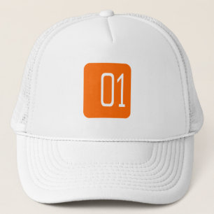 #1 Orange Square Trucker Hat