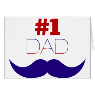 #1 Papa Moustache rouge blanc et bleu - Numéro un
