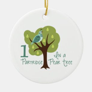 1 Partridge In Pear Tree Ceramic Ornament