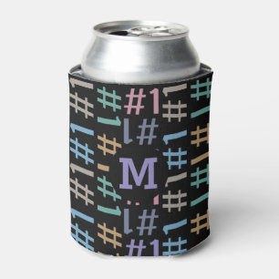 “# 1” Pattern custom monogram can cooler