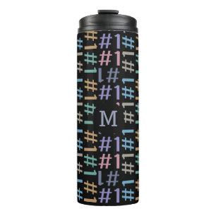 “# 1” Pattern custom monogram tumbler