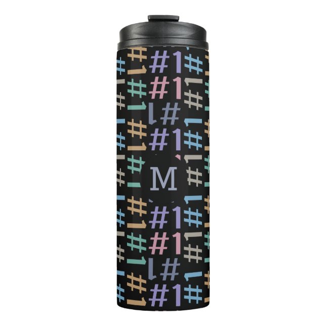 “# 1” Pattern custom monogram tumbler (Front)