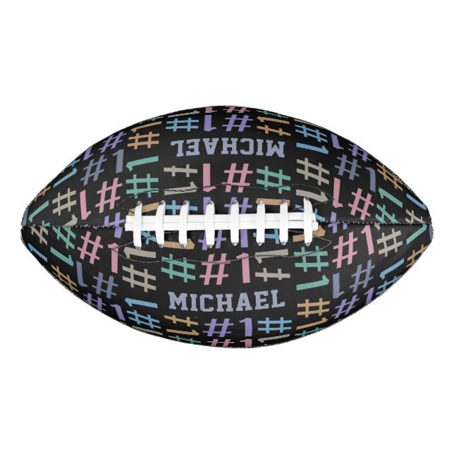 “# 1” Pattern custom name football (Front)