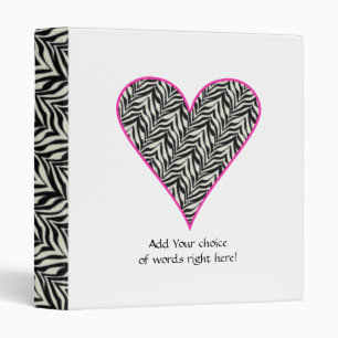 1" Personalized Pink Trimmed Zebra Heart Binder 2