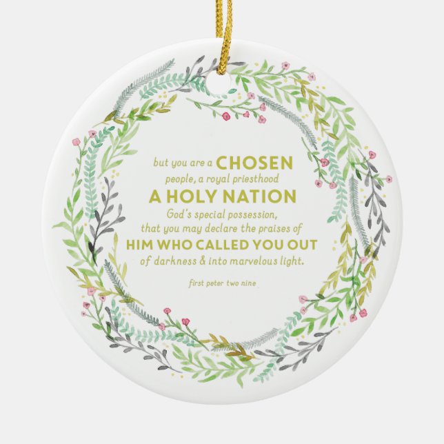 1 Peter 2:9 Ceramic Ornament (Front)