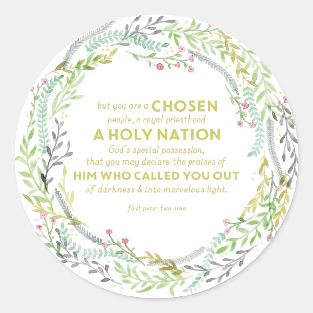 1 Peter 2:9 Classic Round Sticker (Front)