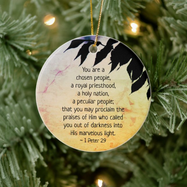 1 Peter 2:9 You are a Chosen People, Bible Ceramic Ornament (Tree)