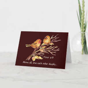 1 Peter 4:8 Love Each Other Deeply Scripture Birds Card