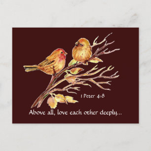 1 Peter 4:8 Love Each Other Deeply Scripture Birds Postcard