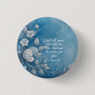 1 Peter 5:7 Bible Verse Image Inch Round Button