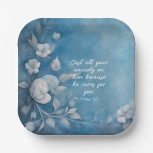 1 Peter 5:7 Bible Verse Image Paper Plate