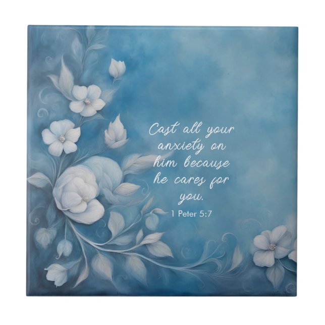 1 Peter 5:7 Bible Verse Image Tile (Front)