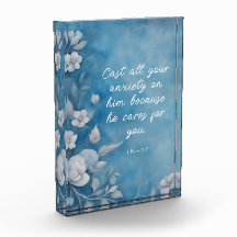 1 Peter 5:7 “Cast All Your Anxiety” Blue Floral