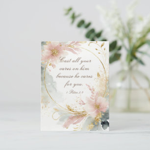 1 Peter 5:7 Cast All Your Cares on Him Bible Verse Postcard