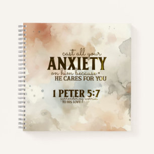 1 Peter 5:7 Cast your anxiety on Him Bible Verse  Notebook