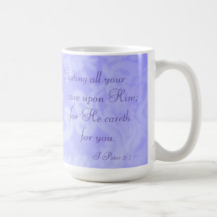 1 Peter 5:7 Casting All Your Care Upon Him Violet Coffee Mug
