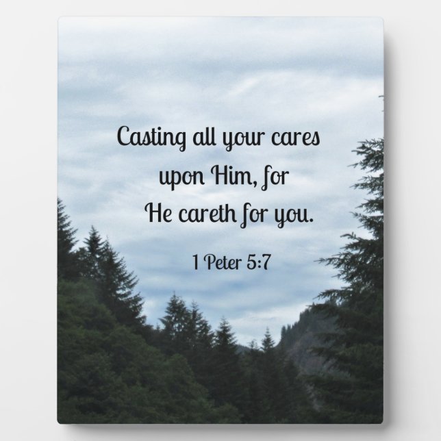 1 Peter 5:7 Casting all your cares upon Him... Plaque (Front)