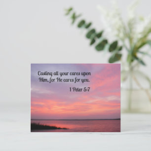 1 Peter 5:7 Casting all your cares upon Him Postcard