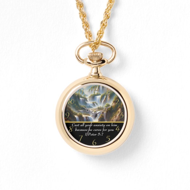 1 Peter 5:7 Christian Faith a waterfall  Watch (Front)