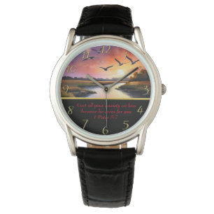 1 Peter 5:7 Christian Faith moutain lake Watch