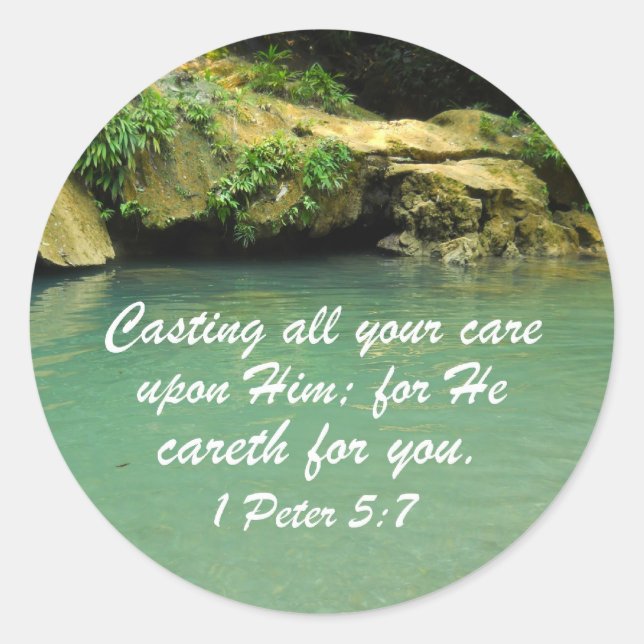 1 Peter 5:7 Classic Round Sticker (Front)