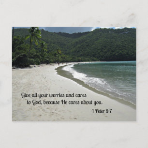 1 Peter 5:7 Give all your worries and cares to God Postcard